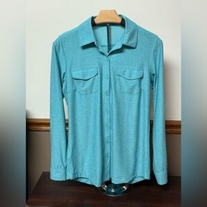 Eddie Bauer Women’s Button Down Shirt Teal Long Sleeve Travel Workwear S